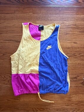 Nike Colorblock Cropped Tank - Yellow, Blue, Pink